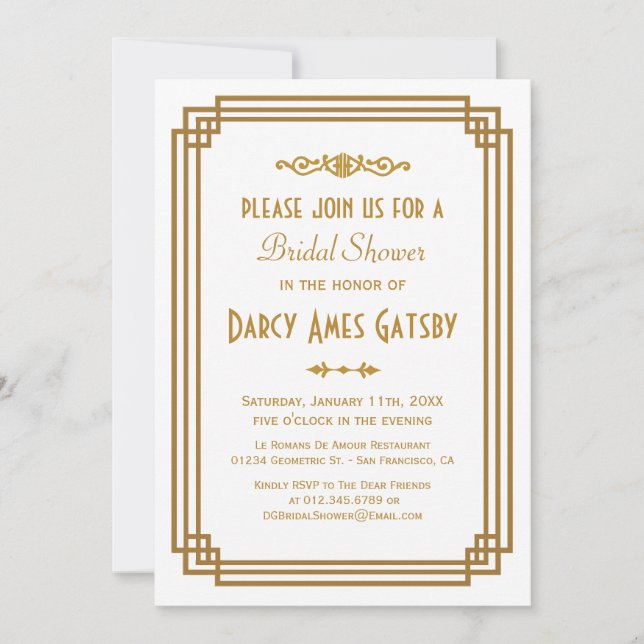 Art Deco Bridal Shower Invitations (Front)