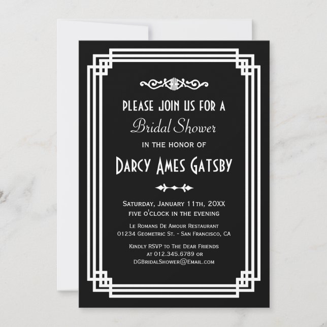 Art Deco Bridal Shower Invitations (Front)