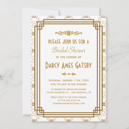 Art Deco Bridal Shower Invitations