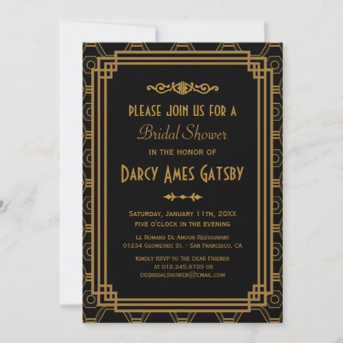 Art Deco Bridal Shower Invitations