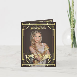 Art Deco Bridal Shower Love Thanks Chocolate Photo Letterpress Thank You Card