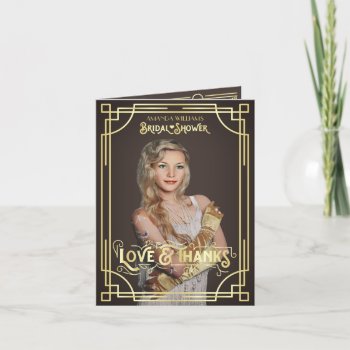 Art Deco Bridal Shower Love Thanks Chocolate Photo Thank You Card by BCVintageLove at Zazzle