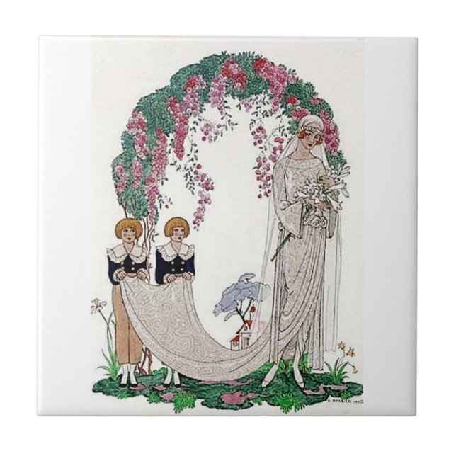 Art Deco Bride Ceramic Tile (Front)