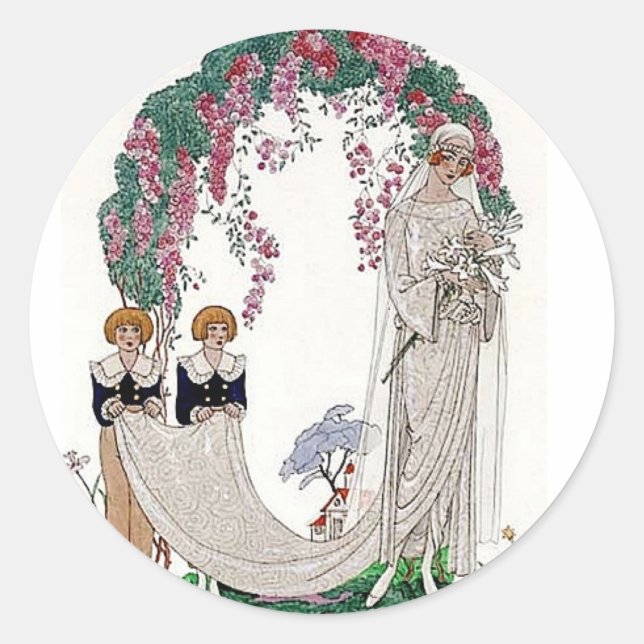 Art Deco Bride Classic Round Sticker (Front)