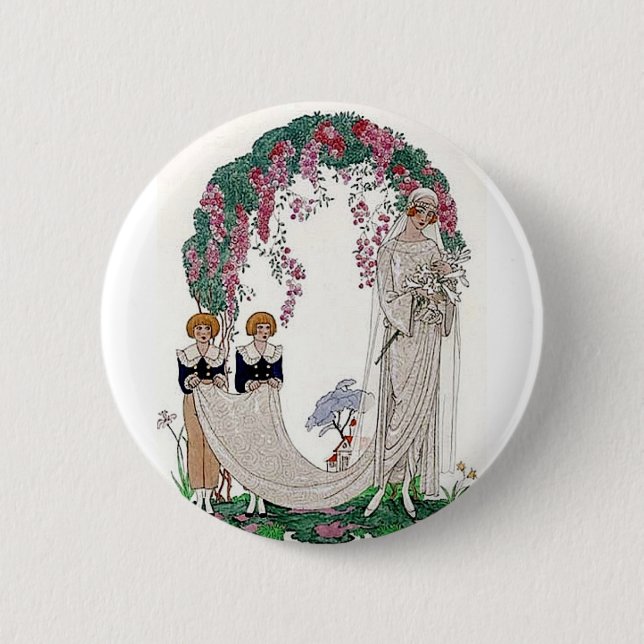 Art Deco Bride Pinback Button (Front)