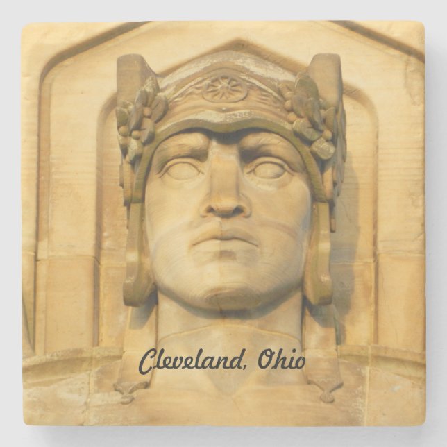 Art Deco Bridge Face (Cleveland) Stone Coaster (Front)