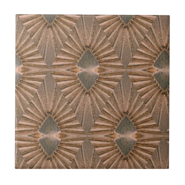 Art Deco Bronze Diamond Pattern Ceramic Tile (Front)