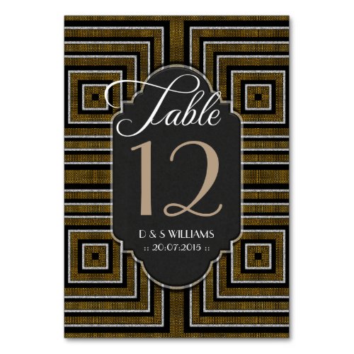 Art Deco Bronze Gold Wedding Table Number Cards