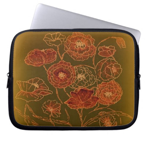 Art Deco Bronze Poppies Laptop Sleeve