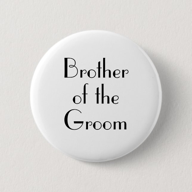 Art Deco Brother of the Groom Wedding Button (Front)