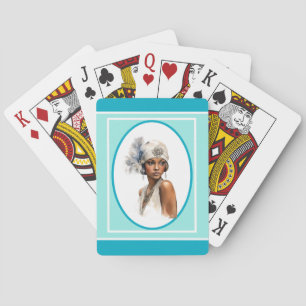 Art Deco Brown Girl Flapper  Poker Cards