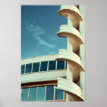 Art Deco building with spiral stairs Poster<br><div class="desc">A blue sky behind an art deco building with a spiral stiarcase and lots of windows.</div>