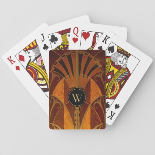 Art Deco Burgundy and Gold Monogrammed  Poker Cards