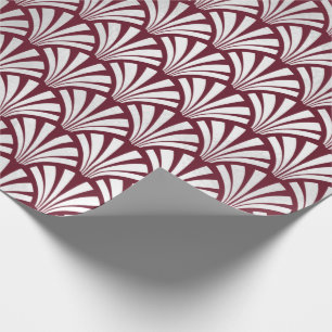 Art Deco Burgundy Silver Gray Scales Seashells Wrapping Paper