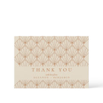 Art Deco Burnt Orange Elegant Custom Wedding Thank You Card