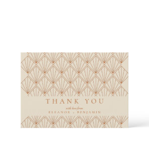 Art Deco Burnt Orange Elegant Custom Wedding Thank You Card