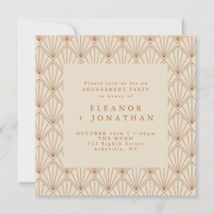 Art Deco Burnt Orange Elegant Engagement Party Invitation