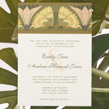 Art Deco Butterfly Calla Lily Wedding Invitation by samack at Zazzle