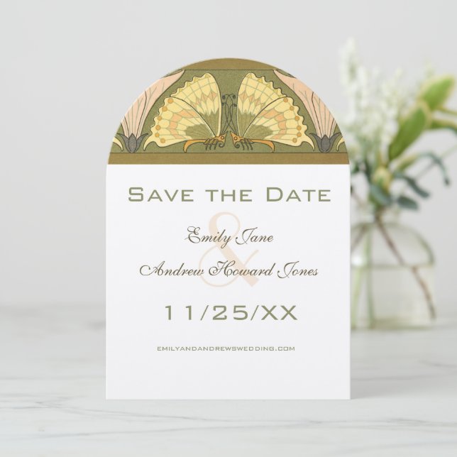 Art Deco Butterfly Calla Lily Wedding  Invitation (Standing Front)