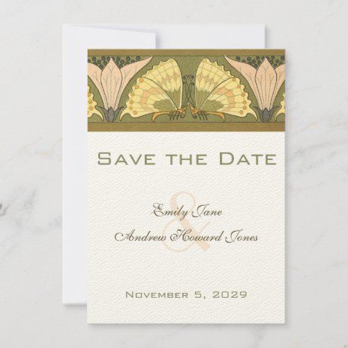 Art Deco Butterfly Calla Lily Wedding Invitation