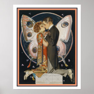 Art Deco Butterfly Couple 16 x 20 Print