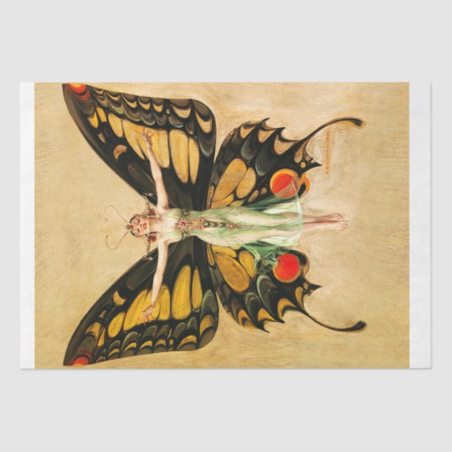 Art Deco Butterfly Fairy FX Leyendecker Decoupage Tissue Paper (Front)