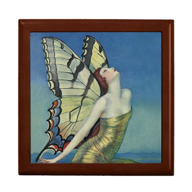 Art Deco Butterfly Gatsby Girl Jewelry Box (Front)
