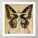 Art Deco Butterfly Lady Poster<br><div class="desc">Striking vintage Art Deco butterfly lady poster. Beautiful colors - amazing artwork.  Note: enlarging this image may result in a poor quality print.</div>