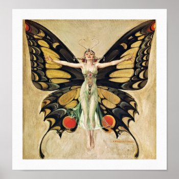 Art Deco Butterfly Lady Poster by Vintage_Obsession at Zazzle