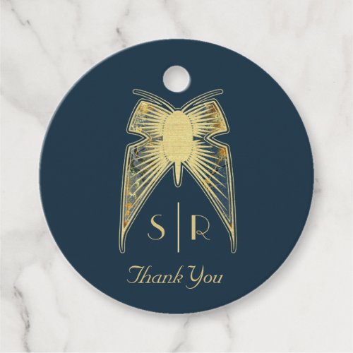 Art Deco Butterfly Monogram Thank You Favor Tags