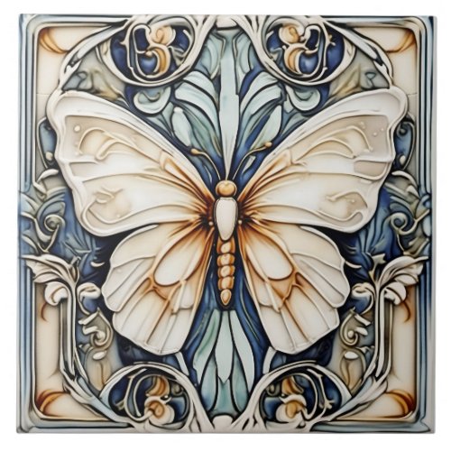 Art Deco Butterfly Nouveau Ceramic Tile