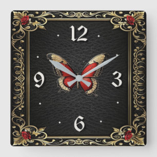 Art Deco Butterfly Square Wall Clock