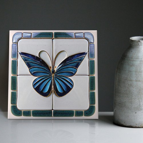 Art Deco Butterfly Wall Decor Art Nouveau Ceramic  Ceramic Tile