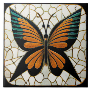 Art Deco Butterfly Wall Decor Art Nouveau Ceramic  Tile