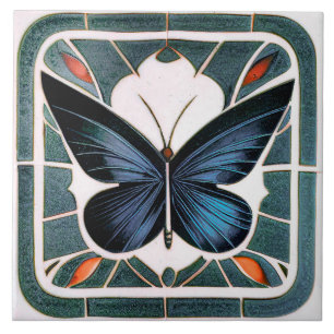 Art Deco Butterfly Wall Decor Art Nouveau Ceramic  Tile