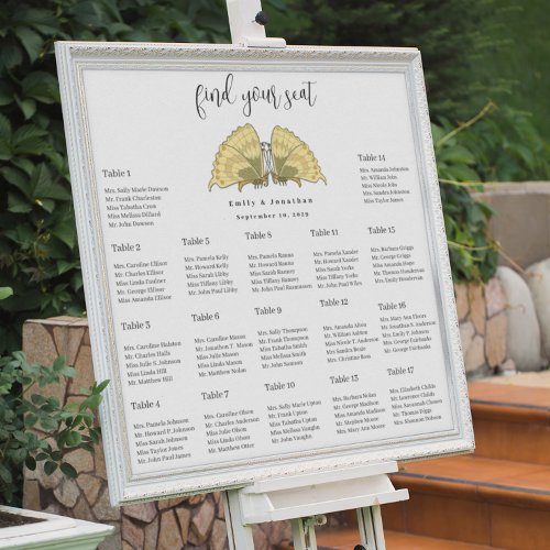 Art Deco Butterfly Wedding Seating Chart