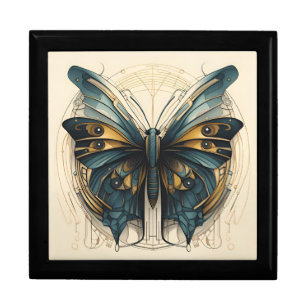 Art Deco Butterfly Wooden Jewelry Keepsake Box