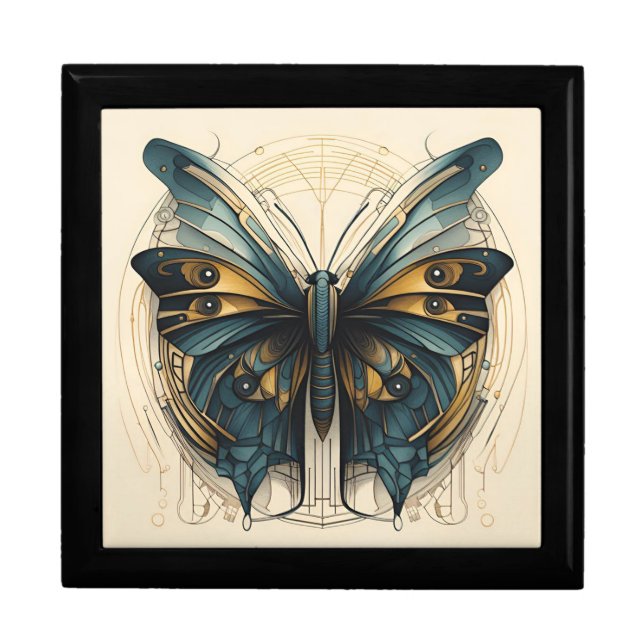 Art Deco Butterfly Wooden Jewelry Keepsake Box (Front)