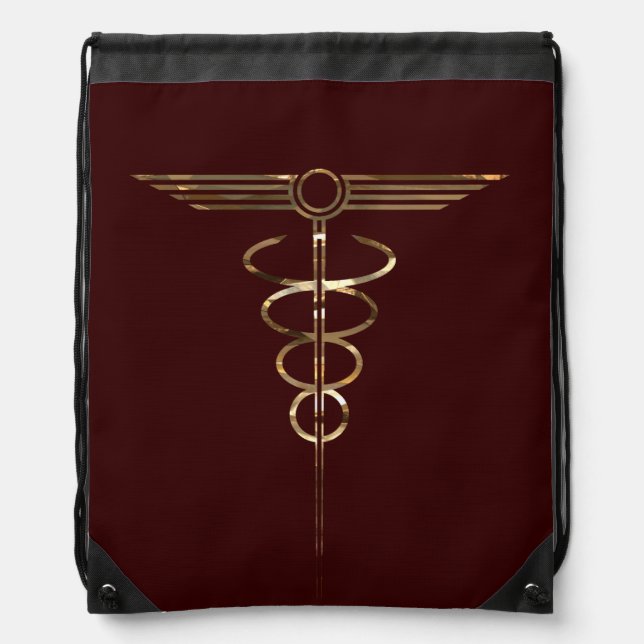 Art Deco Caduceus Drawstring Bag (Front)