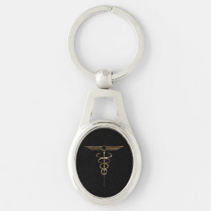 Art Deco Caduceus Keychain