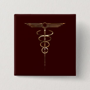 Art Deco Caduceus Pinback Button