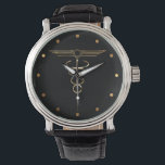 Art Deco Caduceus Watch<br><div class="desc">The Caduceus was an ancient astrological symbol of commerce and is associated with the Greek god Hermes, the messenger for the gods, conductor of the dead and protector of merchants and thieves. In the seventh century, the caduceus came to be associated with a precursor of medicine, based on the Hermetic...</div>
