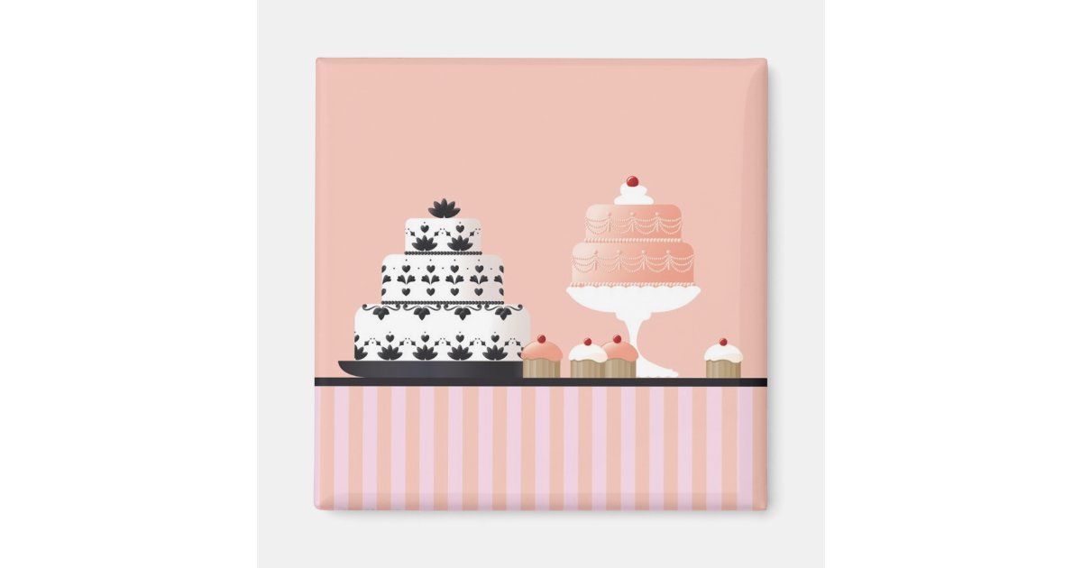 Art Deco Cakes on Striped Tablecloth Zazzle