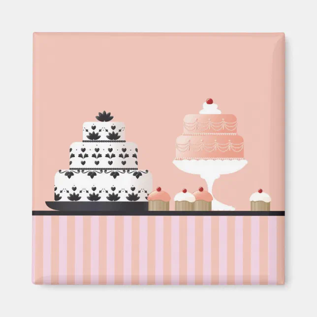 Art Deco Cakes on Striped Tablecloth Zazzle