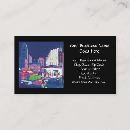 Art Deco Calcutta City Theatre Scene High Contrast Business Card Template
