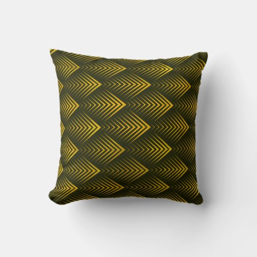 Art Deco Cali Yellow Minimal Geometric 3D Effect Throw Pillow