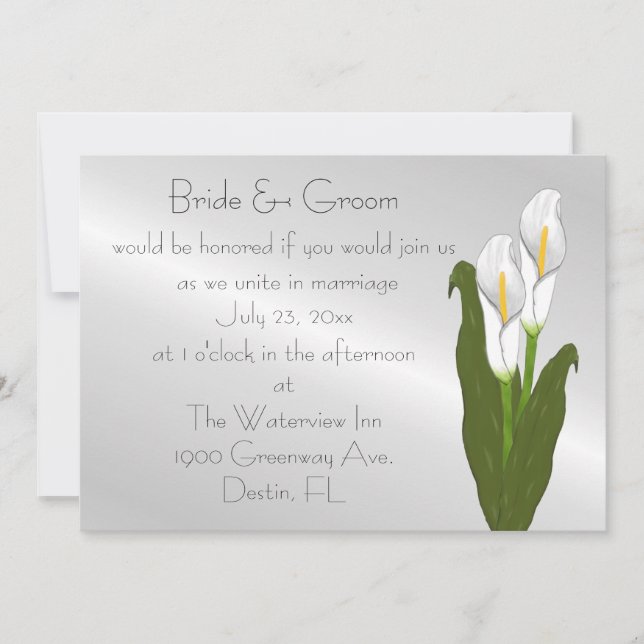 Art Deco Calla Lily Wedding Invitation (Front)