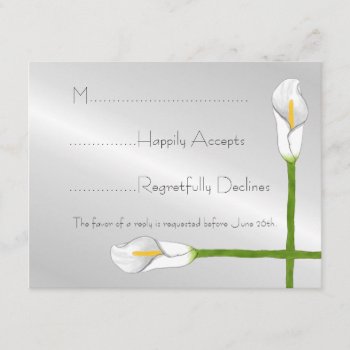 Art Deco Calla Lily Wedding Rsvp Card by sfcount at Zazzle