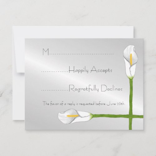 Art Deco Calla Lily Wedding RSVP Card