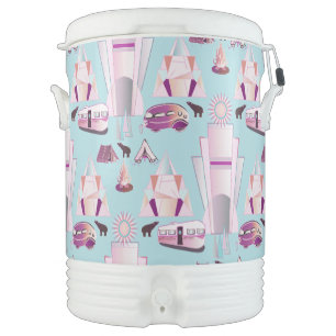 Art Deco Camping Aqua Beverage Cooler